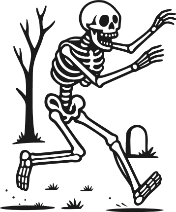 Skeleton running in graveyard Free SVG File for Members – Halloween clipart