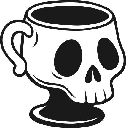 Spooky Skull Mug silhouette Free SVG File for Members – Halloween Coffee Cup Clipart