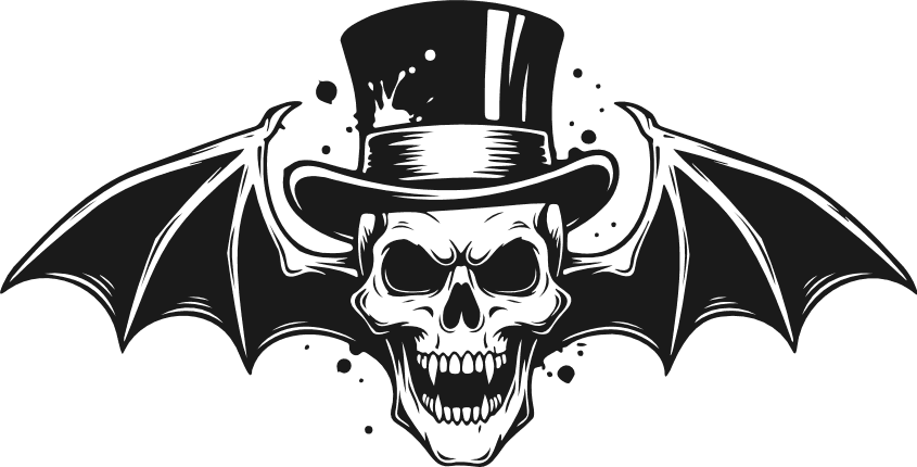 Skull with Hat and Bat Wings silhouette Free SVG File for Members – halloween clipart
