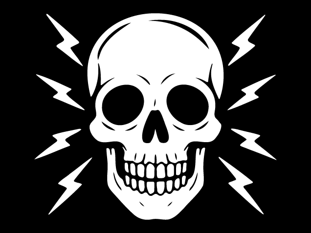 Skull and lightning bolts Free SVG File – Spooky Halloween clipart image