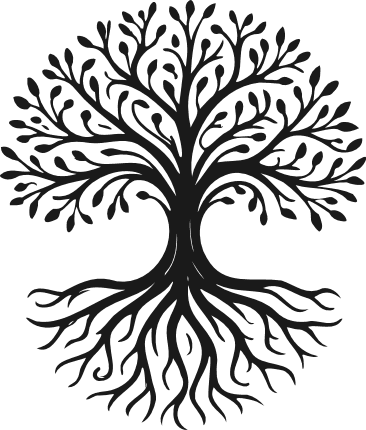 Tree with Roots silhouette Free SVG File for Members – wall art, tree clipart image