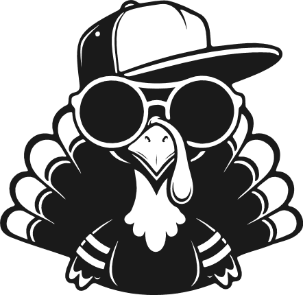 Cool Turkey with Hat and Sunglasses silhouette Free SVG File for Members – Thanksgiving clipart
