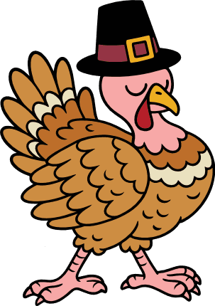 Turkey wearing a pilgrim hat Free SVG File for Members - Thanksgiving Day, clipart image