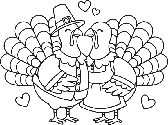 Cute Pilgrim Turkey Couple Free SVG File for Members – Thanksgiving day clipart