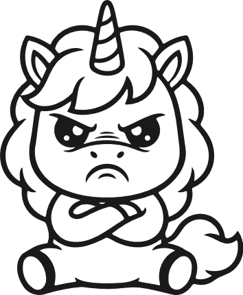 Cute Angry Unicorn Free SVG File for Members – Magical Little Horse Clipart image