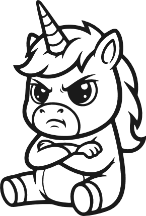 Cute Grumpy Unicorn Free SVG File for Members – Magical Little Horse Clipart image