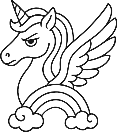 Unicorn with wings and rainbow Free SVG File – Magical Horse Clipart image