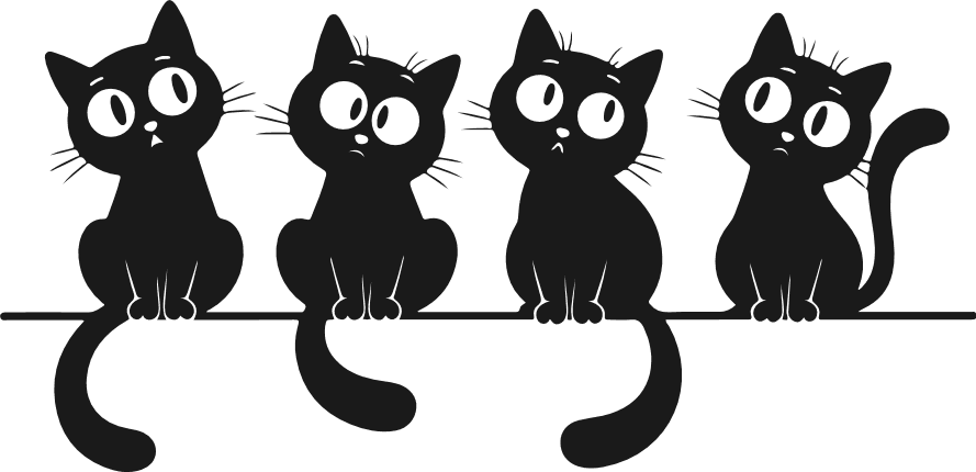 Cute cats sitting in a row silhouette Free SVG File for Members – kitty clipart