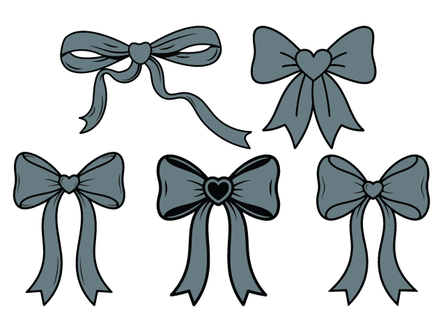 Heart Bow Ties Free SVG File Bundle for Members – Decorative Ribbon bow clipart