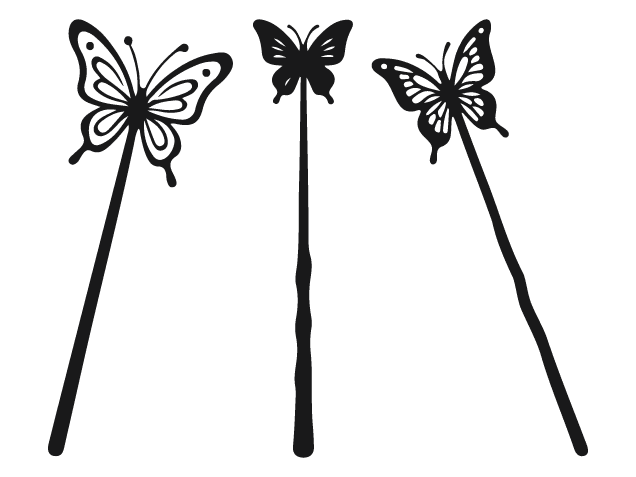 Butterfly Wand silhouette Free SVG File bundle for Members – Magical Fairy Stick clipart