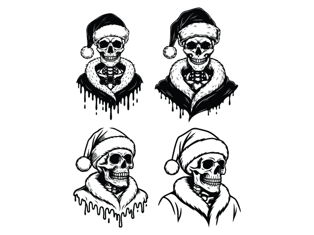 Creepy Drippy Santa Skull Free SVG File Bundle for Members – Christmas halloween clipart