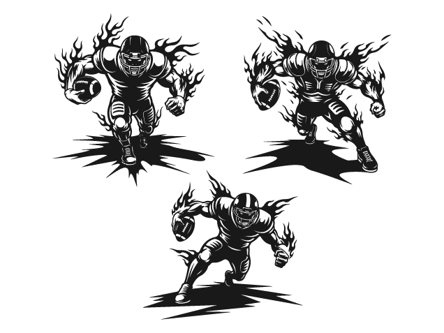 Flaming American football player running Free SVG File for Members – Sports Clipart