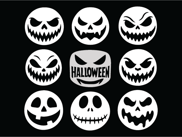 Scary Halloween Faces Free SVG File Bundle for Members – Halloween Emoji clipart