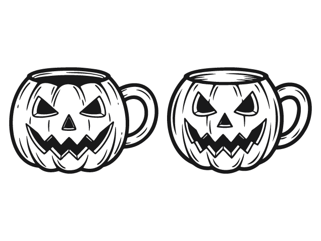 Scary Face Pumpkin Coffee Cup Free SVG File – Halloween mug clipart
