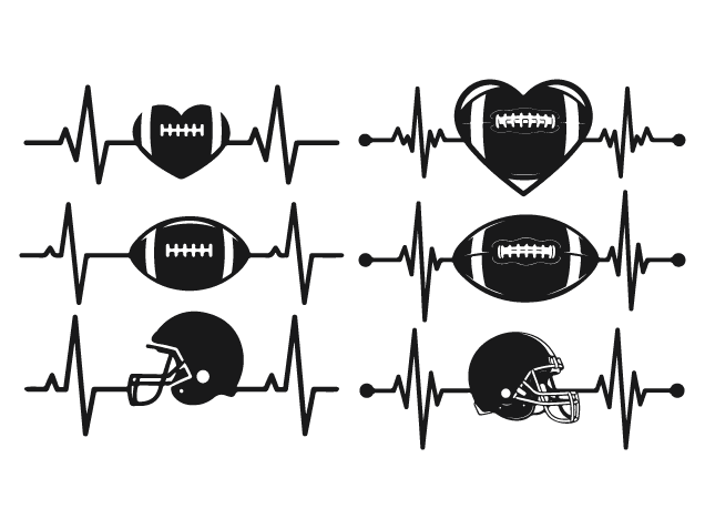 Football Helmet and ball heart wave Free SVG File Bundle for Members – Heartbeat football clipart