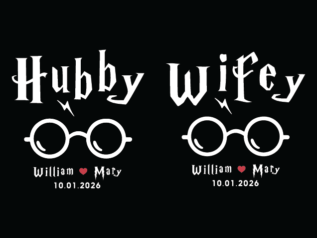 Hubby, Wifey Free SVG File for Members – Customized Couple name and wedding date design