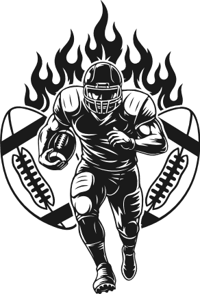 Flaming American Football Player Running Free SVG File – Football Player Clipart