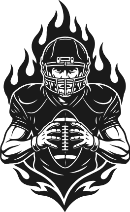 American football player on fire silhouette Free SVG File for Members – football player clipart