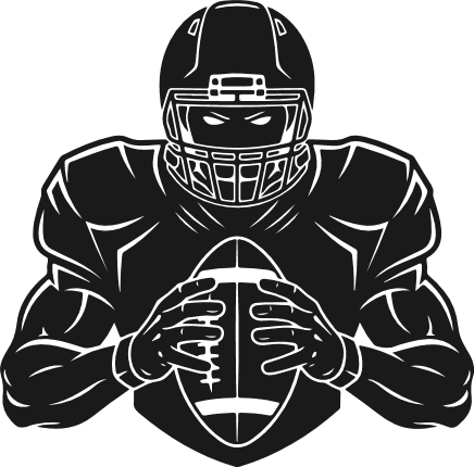 American football player holding ball silhouette Free SVG File for Members – Sports clipart