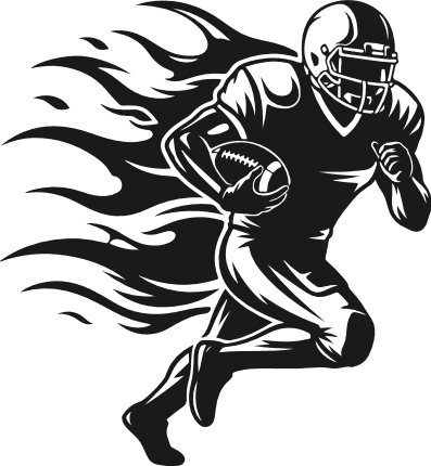 Flaming American Football Player Running Free SVG File for Members – Football Player in Flames Clipart