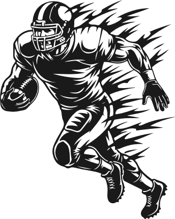 American football player running silhouette Free SVG File for Members – Sports clipart