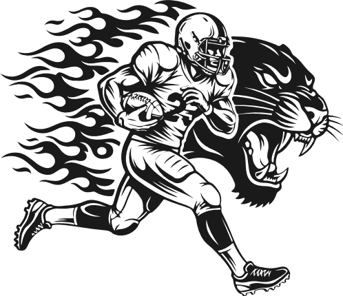 Flaming Football Player and roaring panther Free SVG File for Members – panthers football team mascot