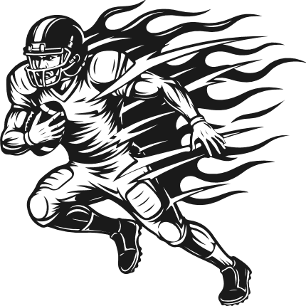 Flaming Football Player running  Free SVG File for Members – American football clipart