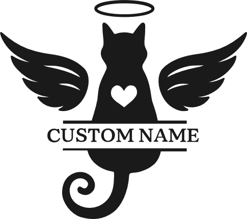 Cat with wings, halo and custom name Free SVG File for Members – Memorial design
