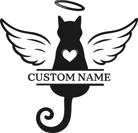 Angel Cat with wings and custom name Free SVG File for Members – Personalized Cat Memorial design