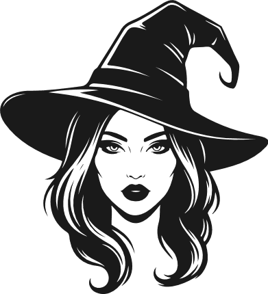 Sassy Witch wearing hat Free SVG File for Members – halloween clipart