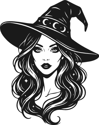 Witch with Long Hair and hat Free SVG File for Members – halloween clipart