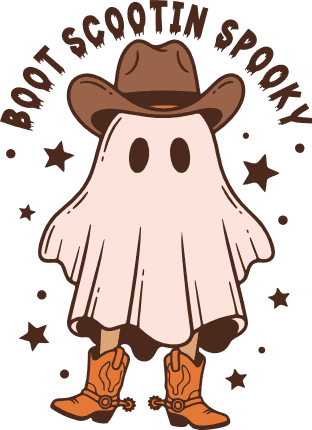 Boot Scootin Spooky, Cowboy ghost Free SVG File for Members – Funny Country Halloween design