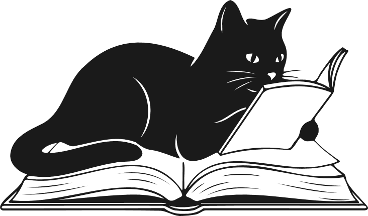 Cat Reading a Book silhouette Free SVG File for Members – cute kitty clipart