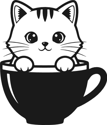 Cute Cat sitting in Coffee Cup Free SVG File for Members – kitty clipart image