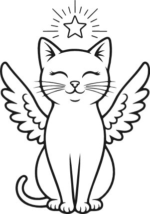 Angel Cat with wings and star halo Free SVG File for Members – Pet Memorial design