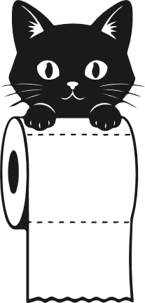 Cute cat peeking over a toilet paper roll Free SVG File for Members – Bathroom cat clipart