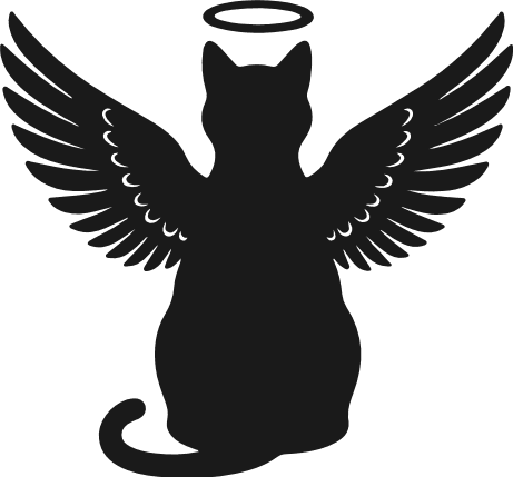 Angel Cat with wings and halo silhouette Free SVG File for Members – Cat Memorial design