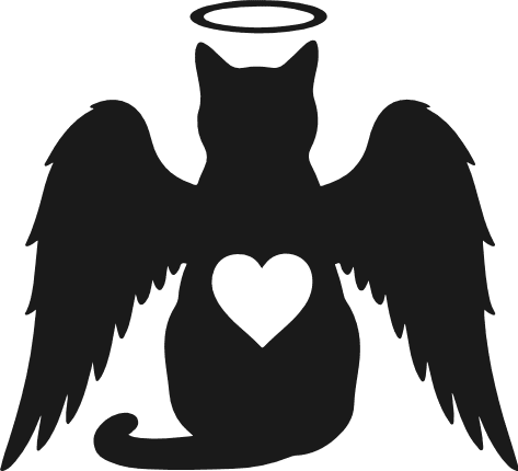 Angel Cat with wings, heart, halo silhouette Free SVG File for Members – Pet Memorial design