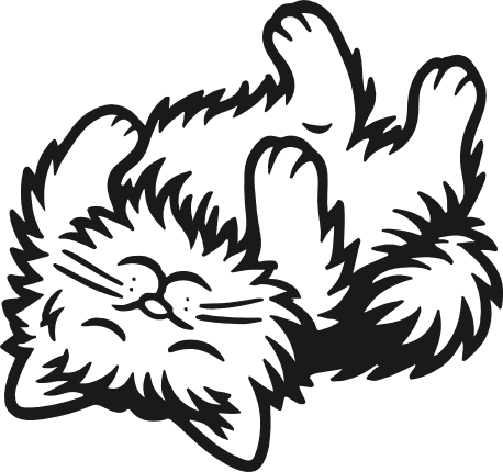 Fluffy cat laying upside down Free SVG File for Members – kitty clipart image