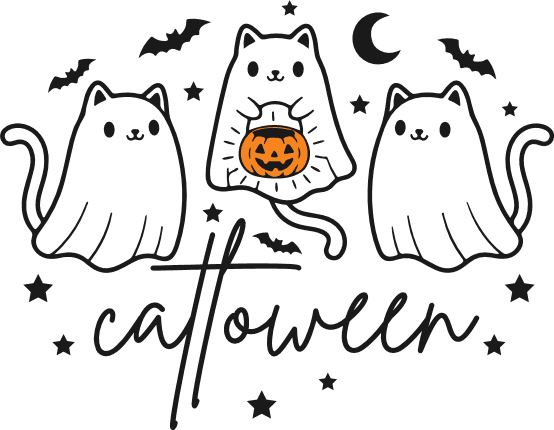 Catloween, ghost cat Free SVG File for Members – Funny Halloween tshirt design