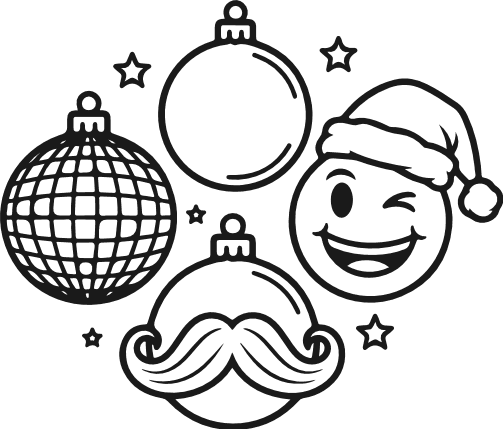 Santa hat emoji, mustache ornament Free SVG File for Members – Christmas Ornament Clipart