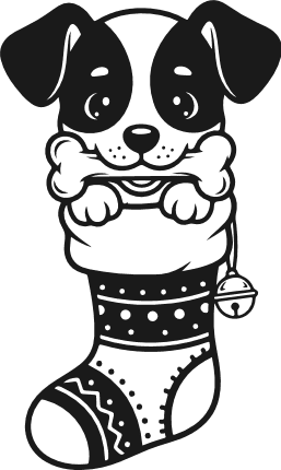 Cute puppy peeking out of a Christmas stocking Free SVG File for Members – dog clipart