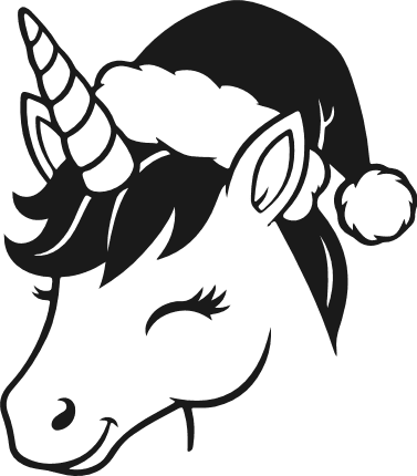 Cute unicorn with santa hat Free SVG File for Members – Christmas unicorn clipart