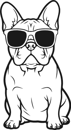 Cool French Bulldog wearing sunglasses Free SVG File for Members – Sitting French Bulldog Clipart