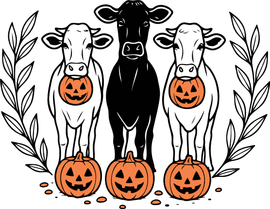Cows with Pumpkins Free SVG File for Members – Halloween Cow clipart