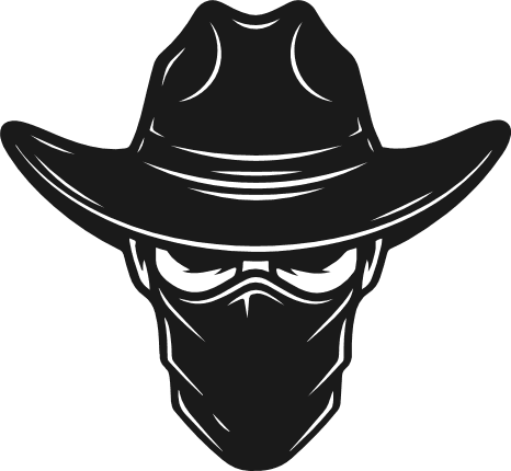 Cowboy wearing a hat and mask silhouette Free SVG File for Members – cowboy clipart