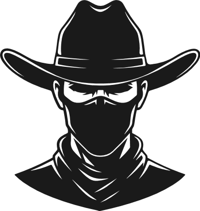 Cowboy wearing a hat and bandit silhouette Free SVG File – cowboy clipart
