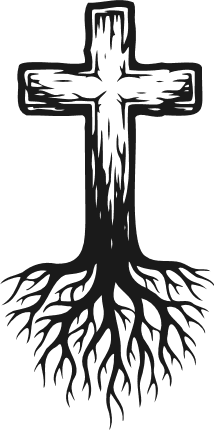 Christian cross with roots silhouette Free SVG File for Members – religious cross clipart