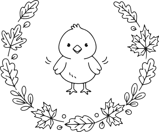 Cute Chick in Autumn Leaf Wreath Free SVG File for Members – Fall clipart