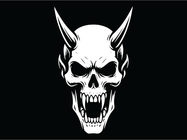 Vampire Skull with long sharp horns and fangs Free SVG File for Members – Skull clipart